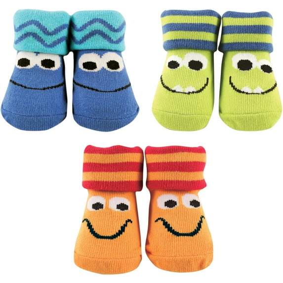 Luvable Friends Decorated Socks in a Giftbox, 3-Pack (Baby Boys).