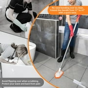 JEHONN Shower Scrubber Tub and Tile Cleaning Brush with Long Handle (Orange)