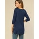thumbnail image 5 of Blusas de túnica elástica casual con cuello redondo y manga 3/4 para mujer Azul oscuro XL, 5 of 6