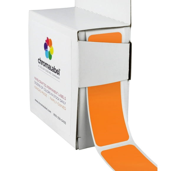 ChromaLabel 1 x 3 Inch All Purpose Permanent Color Code Rectangle Labels, 250 Labels per Dispenser Box, Orange