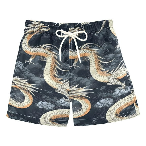 Golden Dragon Pattern Boys Swim Trunks Quick Dry Boy Swim Shorts for 3-14 Years