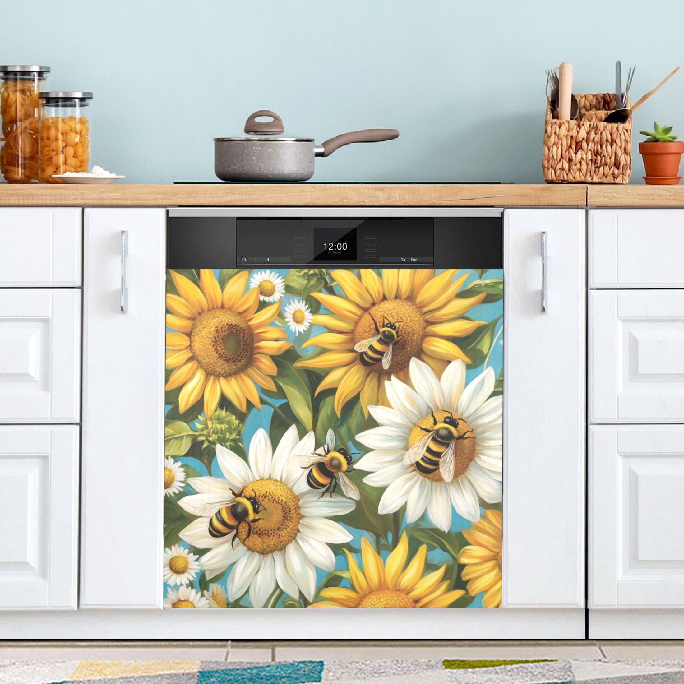 Dishwasher Magnetic Sticker 23x26 Inch Refrigerator Magnetic Sticker Washing Machine Magnetic Sticker Kitchen Panel Magnetic Sticker Home Decor Lovely Big Bee