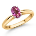 thumbnail image 2 of Gem Stone King 10K Yellow Gold Pink Mystic Topaz Solitaire Engagement Ring for Women (0.80 Cttw, Oval 7X5MM, Gemstone Birthstone, Size 5), 2 of 4