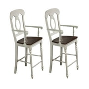 The Hamptons Collection Set of 2 Antique White and Brown Elegant Andrews Napoleon Comfortable