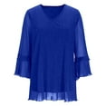 thumbnail image 3 of Womens Sparkly Sequin Tops 3/4 Sleeve V-Neck Glitter Party Dressy Blouse (Blue M), 3 of 4