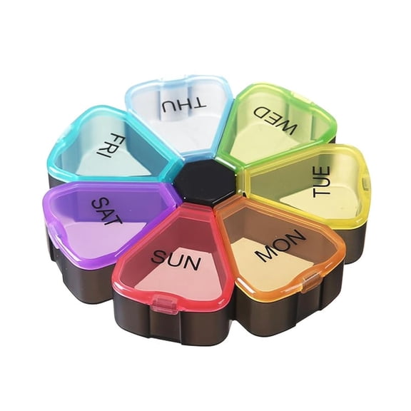 7 Day Weekly Pill Round Organizer, ShysTech Large Pill Case Pill Box 1 Time A Day for Pills/Medication/Supplements/Vitamin (Multicolor)