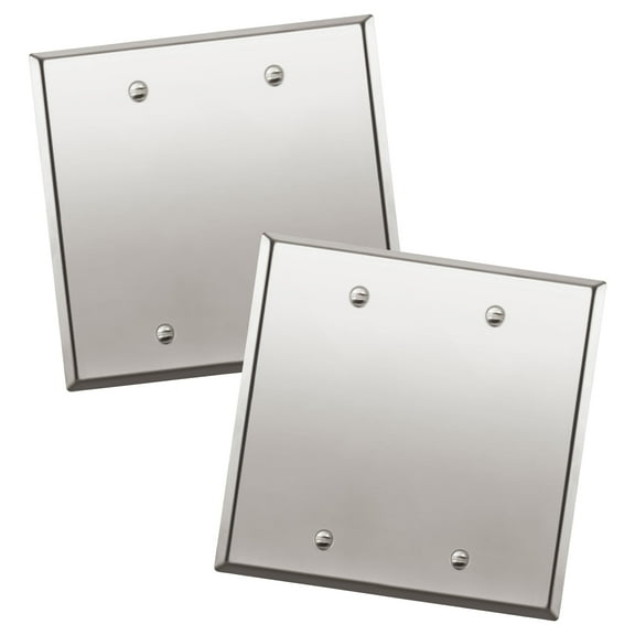 ENERLITES Blank Device Metal Wall Plate, Stainless Steel, Corrosion Resistant, Size 2-Gang 4.50" x 4.57", 7702-PC-2PCS, 302, Polished Chrome, Silver, 2 Pack