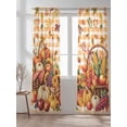thumbnail image 2 of Sheer Curtains 84 inches Long, Thanksgiving Country Fall Leaves Food Yellow Stripes Texture Light Filtering Sheer Window Curtains Rod Pocket Voile Drapes for Bedroom Living Room, 52"W x 84"L 2 Panels, 2 of 7