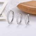 thumbnail image 3 of 3Pairs Crystal Small Hoop Earrings CZ Sterling Silver Post for Women, 3 of 6