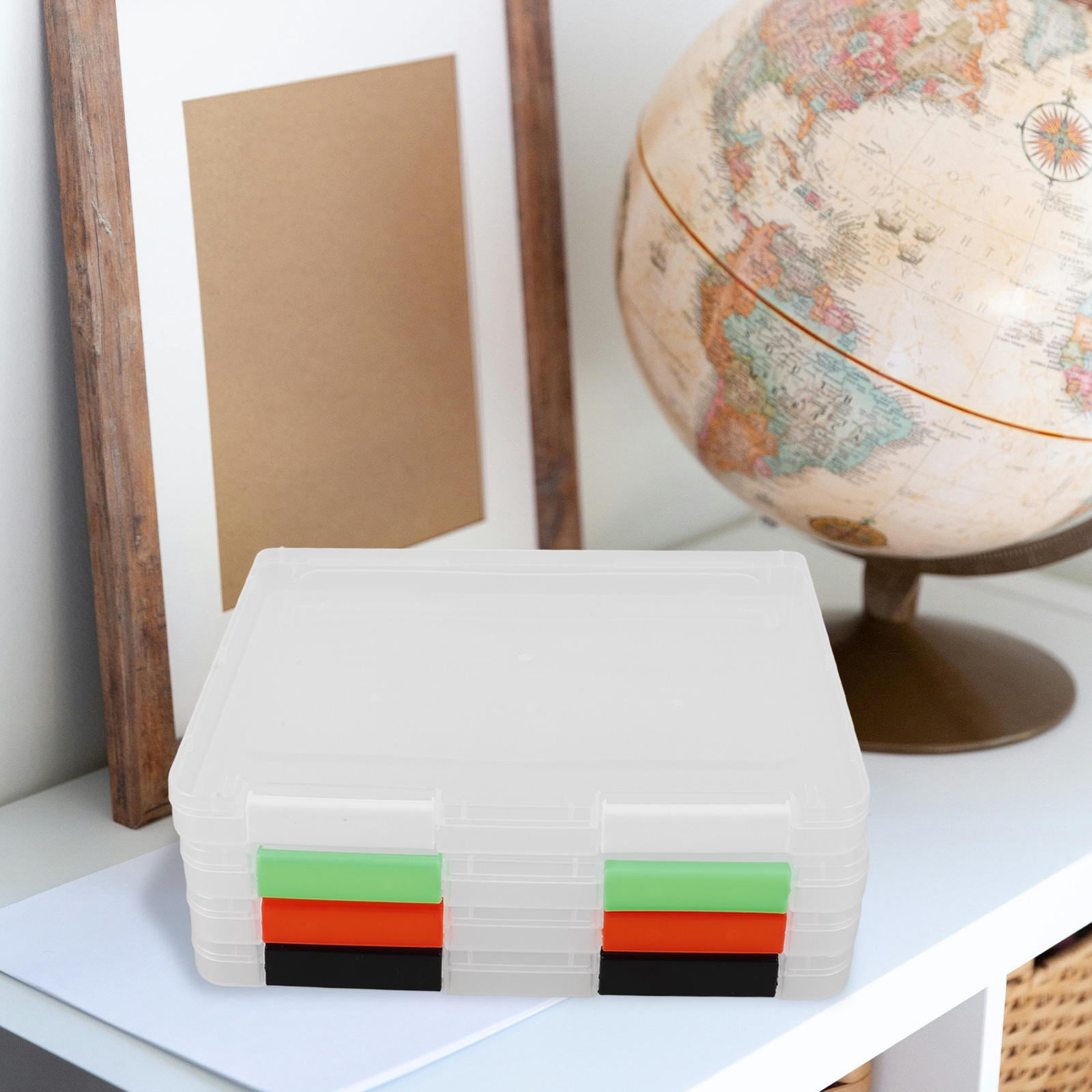 WHAMVOX  4 Pcs Cards Organizer Portable Document Storage Container Transparent Office Work