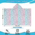 thumbnail image 2 of Pink Cartoon Unicorn Rainbow Cake Bow Pattern Hooded Bath Towel，60"x35" for Ages 3 To 12 Kids, Quick Dry Lightweight Soft Microfiber Hood Beach Towel Cover Up for Kids, 2 of 7
