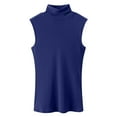 thumbnail image 4 of BYHONG Women's Sleeveless Turtleneck Tank Top Solid Color Layering Vest Basic Slim Fit Womens Blouses & Casual Base Shirt Dark Blue XXL, 4 of 4