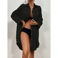 thumbnail image 3 of Bsubseach Fashion Polyester Swiss Dot Button Down Shirt Dress Swimwear Cover-Ups, One Size, 3 of 7