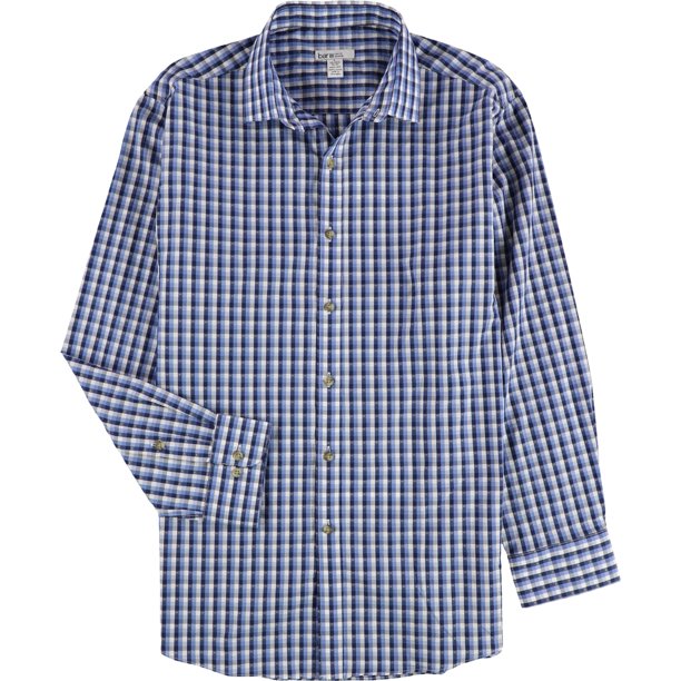Bar III - Camisa de vestir para hombre, elástica, de fácil cuidado, con botones, azul, mediano bar III Botones al frente