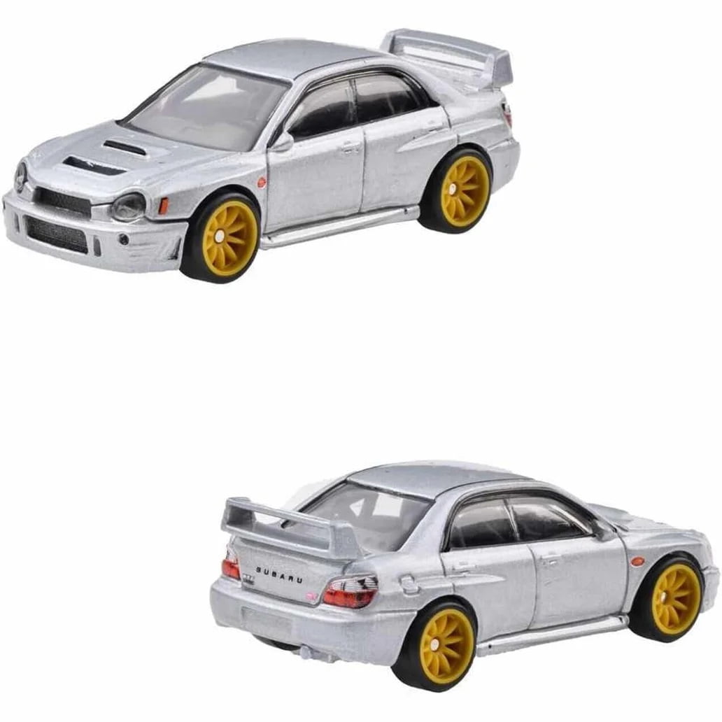 Hot Wheels Premium Car Culture Subaru Impreza WRX and '16 Subaru Impreza STI 1/64 Diecast Car Play Vehicles, 2 Count, 5.3 oz