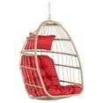 thumbnail image 4 of E-Western Outdoor Garden Rattan Egg Swing Chair with Red Cushion - Hanging Patio Swing, Modern Wicker Design, Durable Steel Frame, Waterproof Cushions, Easy to Clean, Fits Patio, Porch, Garden, 4 of 14