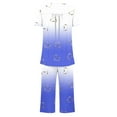 thumbnail image 4 of CLOISE Womens Pjs Sets Two Piece Casual Short Sleeve Sleepwear Shirts and Cozy Capri Pants with Pockets PJ Set Comfy Button Plisse Heart Printed Cute Night Clothes, 4 of 4
