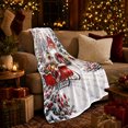 thumbnail image 3 of Christmas Winter Farmhouse Sleigh Red Barn Scene Festive, Festive Holiday Scene, Warm Flannel Blanket for Ranch House and Living Room, Horse Lovers Christmas Gift, Rustic Home Decor, 3 of 9