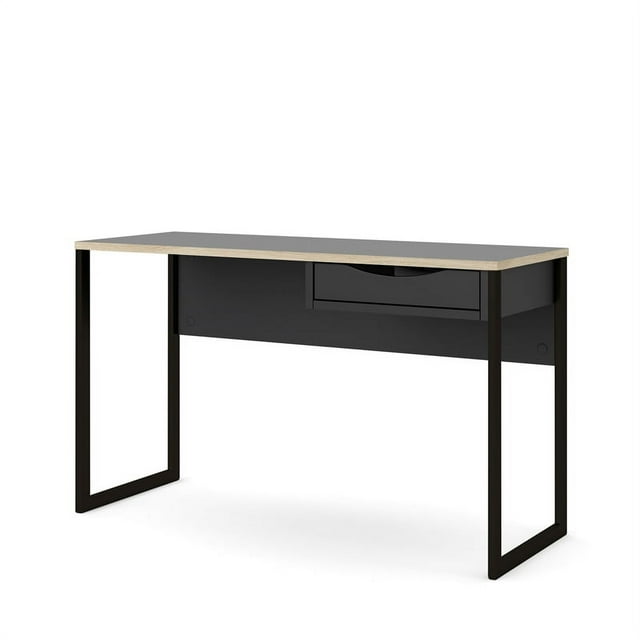 Tvilum Wells Plus One Drawer Desk in Black Matte & Oak Structure