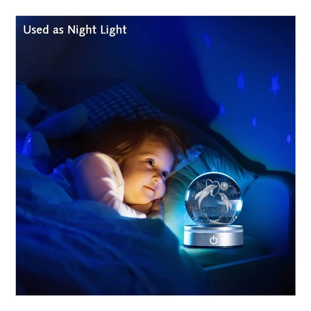 3D Laser-Engraved Glass Sphere Crystal Moon Globe Fairy Moon Night Light