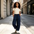 thumbnail image 2 of Landzoo Teen Girls Athletic Cargo Pants Wide Leg With Pockets And Drawstring Fall Casual Kid Girls Baggy Trousers, 2 of 6