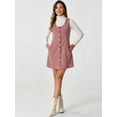 thumbnail image 4 of DARING DIVA Women's Corduroy Button Down Pinafore Overall Dress S Pink, 4 of 6