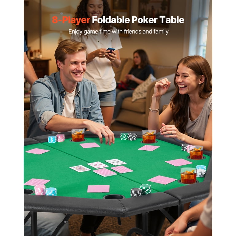 VEVOR Foldable Poker Table, 8 Player 48 in Folding Casino Leisure
