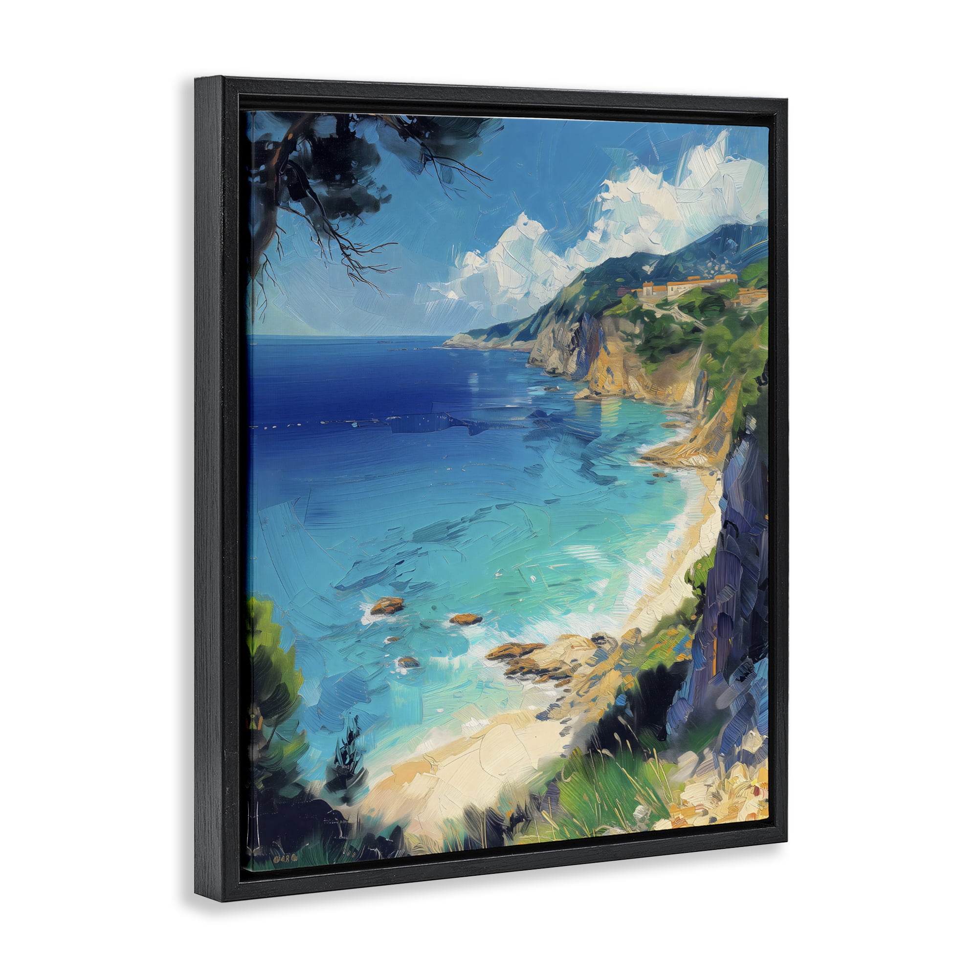 Stupell Industries View of Ocean Retreat Black Framed Floater Canvas Wall Art, design by Creative Studio