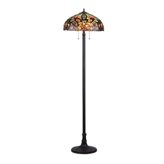 Chloe Lighting Libby Stained Glass 2 Light Victorian Floor Lamp 18 Inch Shade