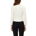 thumbnail image 3 of INSPIRE CHIC Blazer Court Sans Col à Fermeture Éclair pour Femme, Tenue de Travail, L Blanc, 3 of 7