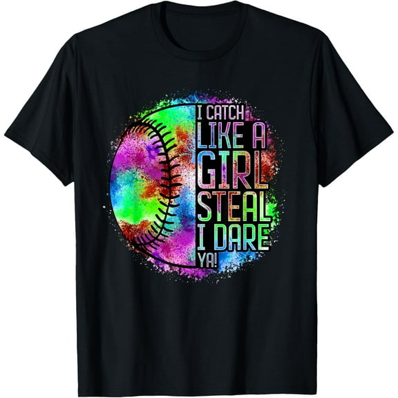 I Catch Like A Girl Steal I Dare Ya! Softball Catcher Player T-Shirt