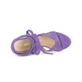 thumbnail image 4 of BLISSFUL STEP Women's Open Toe Crisscross Lace Up Block Heel Sandals Purple 7, 4 of 7