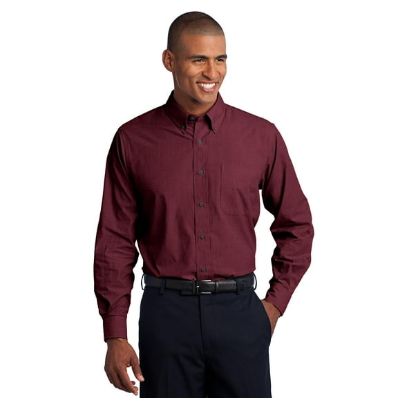 Port Authority Tall Crosshatch Easy Care Shirt-LT (Red Oxide)