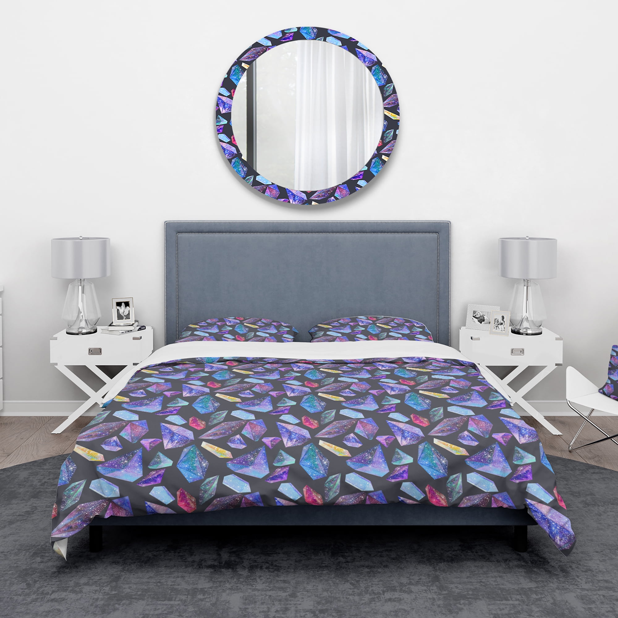 Designart 'Pattern with Watercolor Crystals with Star Sky' Modern & Contemporary Duvet Cover Set