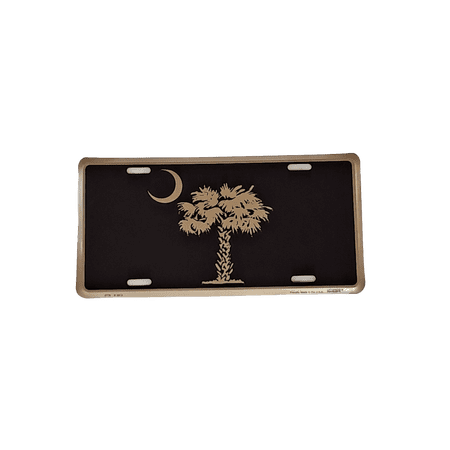 Hangtime Gold Palmetto Tree on Black background - 6x12 novelty license plate