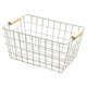 thumbnail image 1 of Cesta de alambre para almacenamiento con asa de madera, ideal como regalo de inauguración de la casa, decoración rústica para picnic. Blanco S, 1 of 9