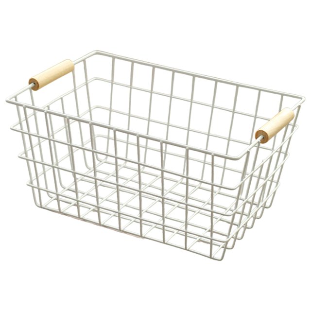 Cesta de almacenamiento de hierro, decoración de granja, cesta de picnic multiusos fácil de transportar para Blanco S