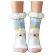 thumbnail image 1 of Gibobby Calcetines mullidos de Navidad Calcetines borrosos para mujer Calcetines de lana de coral de invierno Calcetines de piso de dibujos animados lindos de tubo medio (Azul, Unitalla), 1 of 3