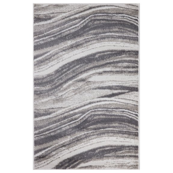 Concord Global Trading Concord Global Jefferson Collection Marble Stripes Area Rug Grey 2'7"x4'1" Polypropylene 3' x 5' Kitchen