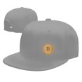thumbnail image 4 of DouZhe Flat Brim Cap Snapback Hat, Bitcoin Crypto Currency Prints Adjustable Gray Adult Baseball Cap, 4 of 6