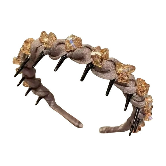 HHBEAUTY Vintage High Cranium Artificial Pearl Hairband with Teeth, 2025 New Elegant Bridal Rhinestones Hair Hoop for Women, Anti-Slip Bling Fashion Headbands for Wedding Party Daily Wear