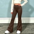 thumbnail image 2 of OGLCCG Girl's Flare Leggings High Waisted Stretchy Bell Bottoms for School Daily Wear Kids Dance Yoga Pants(Brown,7-8 Years), 2 of 7