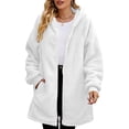 thumbnail image 3 of Cárdigan de Larga con Capucha y Cremallera para Mujer, Chaqueta Holgada de Felpa, Chaqueta de Felpa para Mujer M, 3 of 7