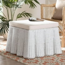 bali & pari Palm Boho Ottoman, White