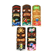 Zeckos 12 inch Hand Carved Tropical Tiki Mask Coastal Wall Decor Set of 5