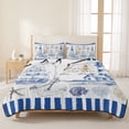 thumbnail image 3 of Full Quilt Set 78''x90'', Coastal Blue Lightweight Bedspread Coverlet Set with 2 Pillow Shams, Ocean Nautical Lighthouse Starfish Anchor Breathable All Season Quilt Bedding for Bedroom/Guest Room, 3 of 9