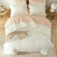 thumbnail image 3 of White Comforter Set Vintage Shabby Chic Bedding Soft Fluffy Comforter Set King Size All Season, 3 of 6