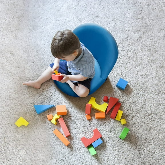 Floor Chair Adjustable Back Support Chair Foldable Meditation Seating Suede-Like Fabric Multiangle Cushioned Recliner for Adults Kids Video-Gaming Reading Watching, Navy