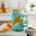 thumbnail image 2 of The   Teal Drinking Glass with Straw  Lid Mason jar,32 ounces, 2 of 3