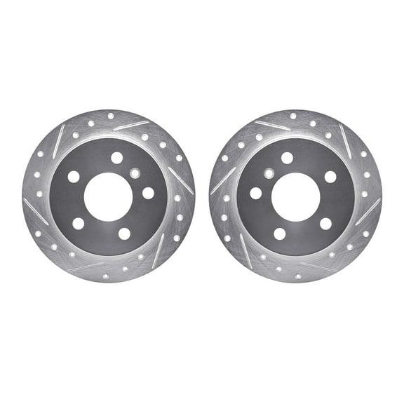 Dynamic Friction Company Rear Brake Rotors-Drilled and Slotted-Silver 7002-63096